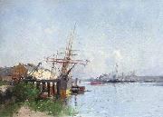 Eugene Galien-Laloue Harbour scene Spain oil painting artist